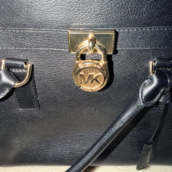 Michael Kors Hamilton Leather Satchel Hand Shoulder Bag Tote with Gold Accents - Picture 3 of 6